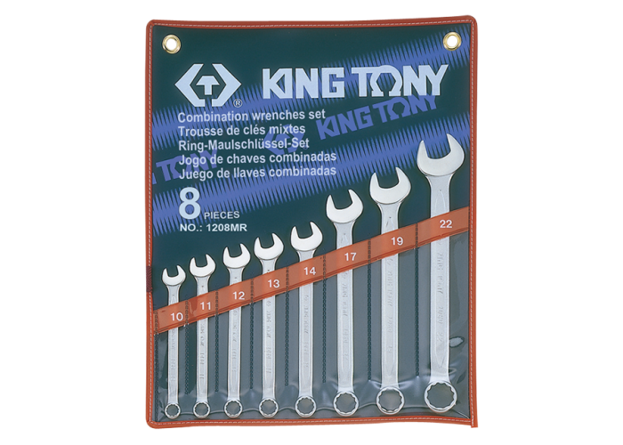 KING TONY zestaw kluczy płasko-oczkowych 8cz. 10 -22mm 1208MR