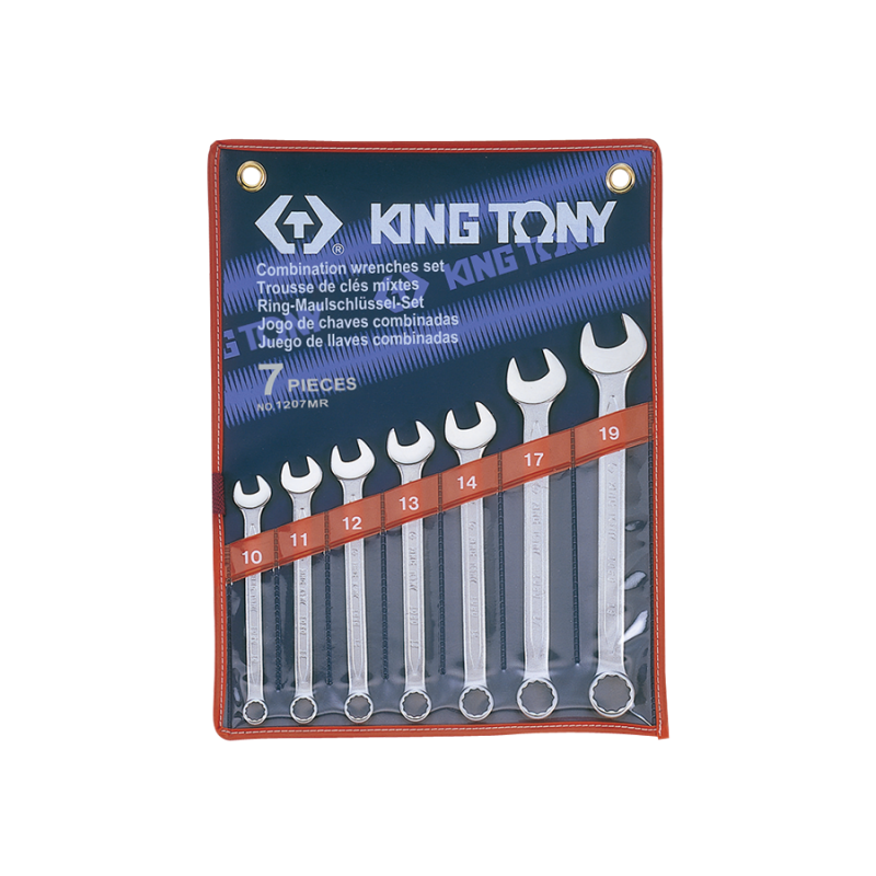 KING TONY zestaw kluczy płasko-oczkowych 7cz. 10 - 19mm 1207MR