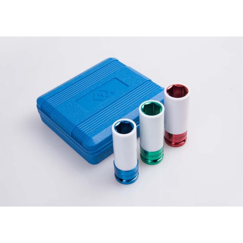 KING TONY zestaw nasadek udarowych do felg aluminiowych 1/2'' 3cz. 6-kąt. 17, 19, 21mm 4405MX