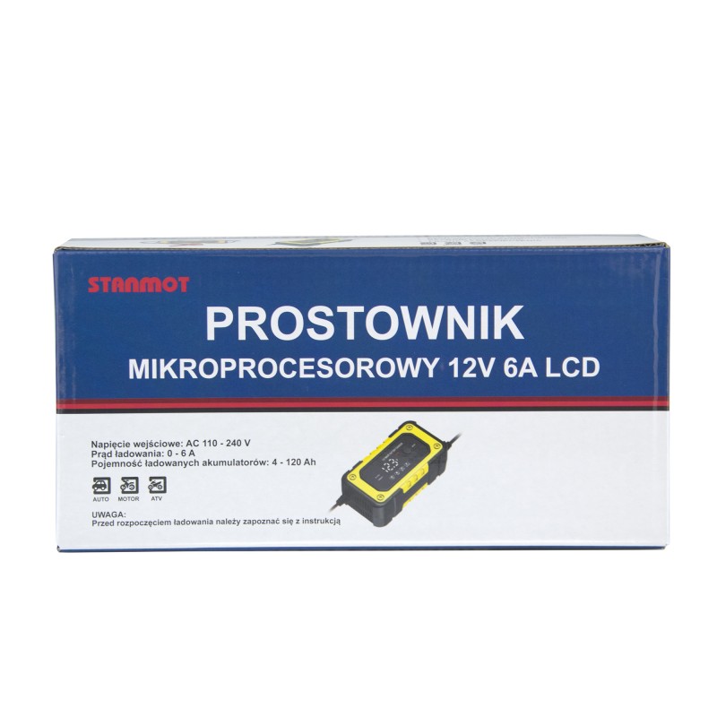 Prostownik mikroprocesorowy 12V 6A Stanmot