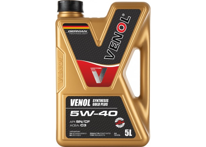 Venol Synthesis Gold Plus SN CF 5W40 C3 5L Grupa VW, Mercedes–Benz