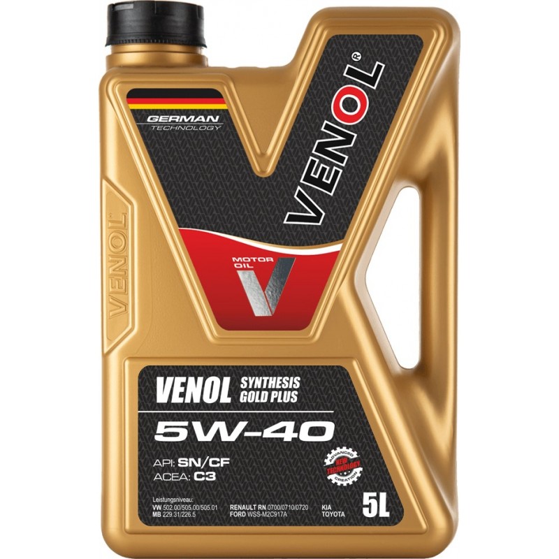 Venol Synthesis Gold Plus SN CF 5W40 C3 5L Grupa VW, Mercedes–Benz