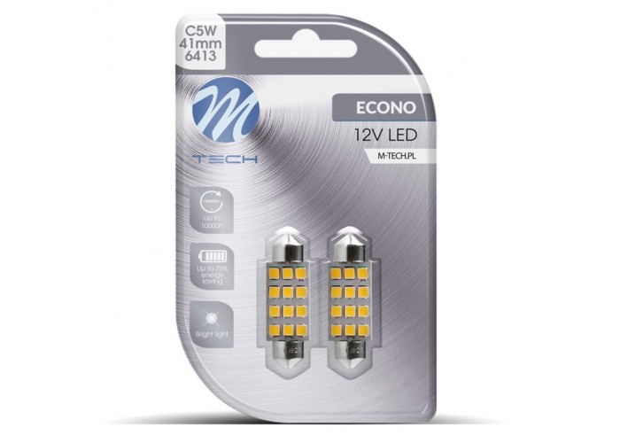 M-TECH ECONO LB030 Żarówka C5W 41mm 2szt.12xLED białe