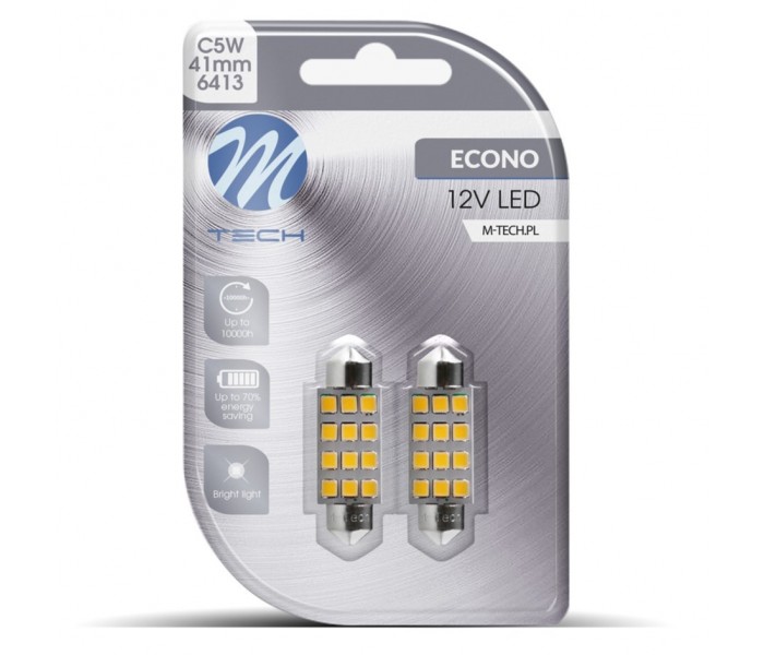 M-TECH ECONO LB030 Żarówka C5W 41mm 2szt.12xLED białe