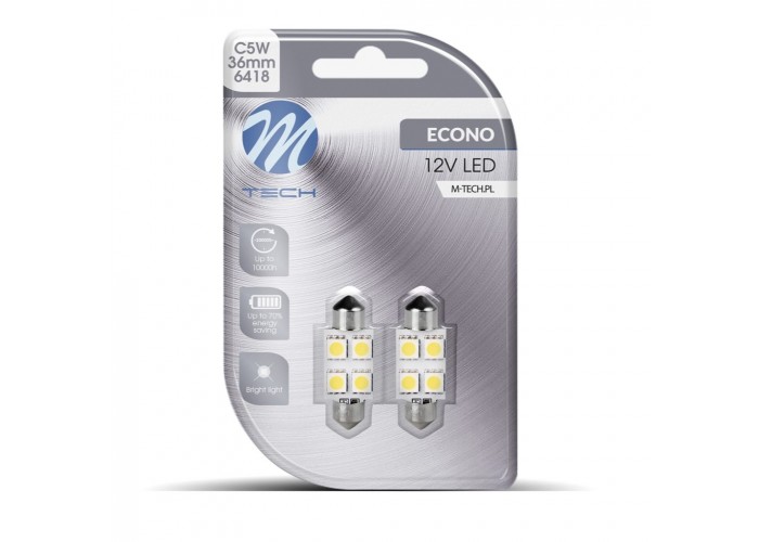 M-TECH ECONO LB072W Żarówka C5W 36mm 2szt. 4xLED białe