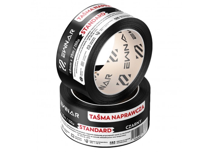 Taśma naprawcza EWNAR 48mm x 25m STANDARD Duct Tape czarna