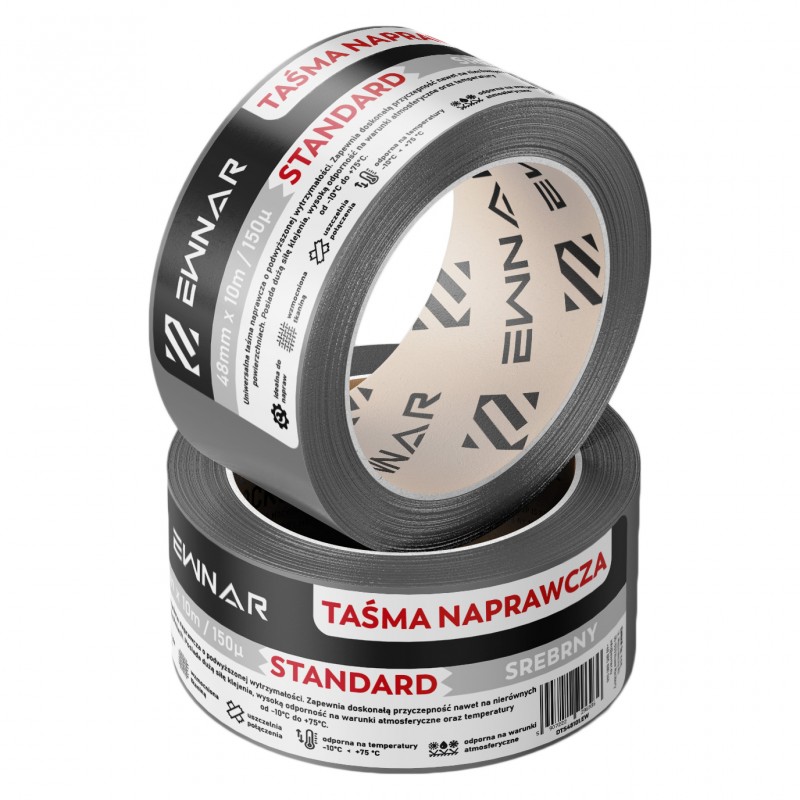 TAŚMA NAPRAWCZA - 48mm x 10m - DUCT TAPE SILVER STANDARD EW101 (36szt. ktn)