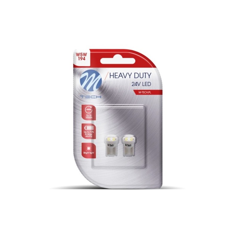 M-TECH Heavy Duty LB917W Żarówka W5W 2szt. 4xLED białe TIR