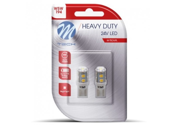 M-TECH Heavy Duty LB918W Żarówka W5W 2szt. 9xLED białe TIR