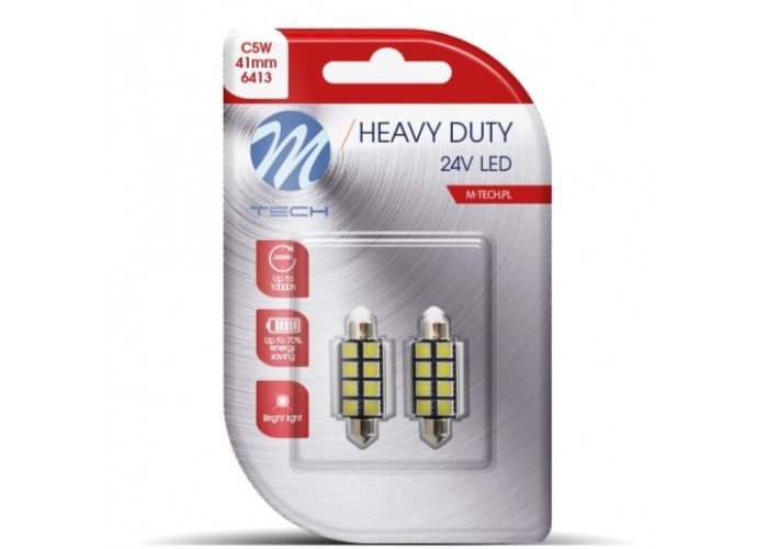 M-TECH Heavy Duty LB9327W Żarówka C5W 41mm 2szt. 8xLED białe TIR CANBUS