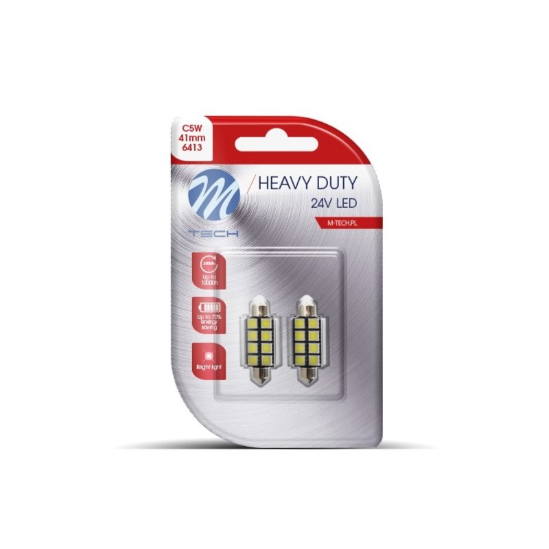 M-TECH Heavy Duty LB9327W Żarówka C5W 41mm 2szt. 8xLED białe TIR CANBUS