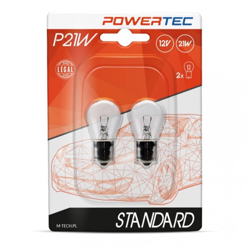 PowerTec Żarówka P21W 12V 21W 2 sztuki Standard