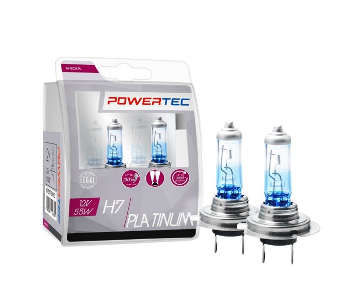 PowerTec Zestaw żarówek H7 12 V 55W 3500K Platinum