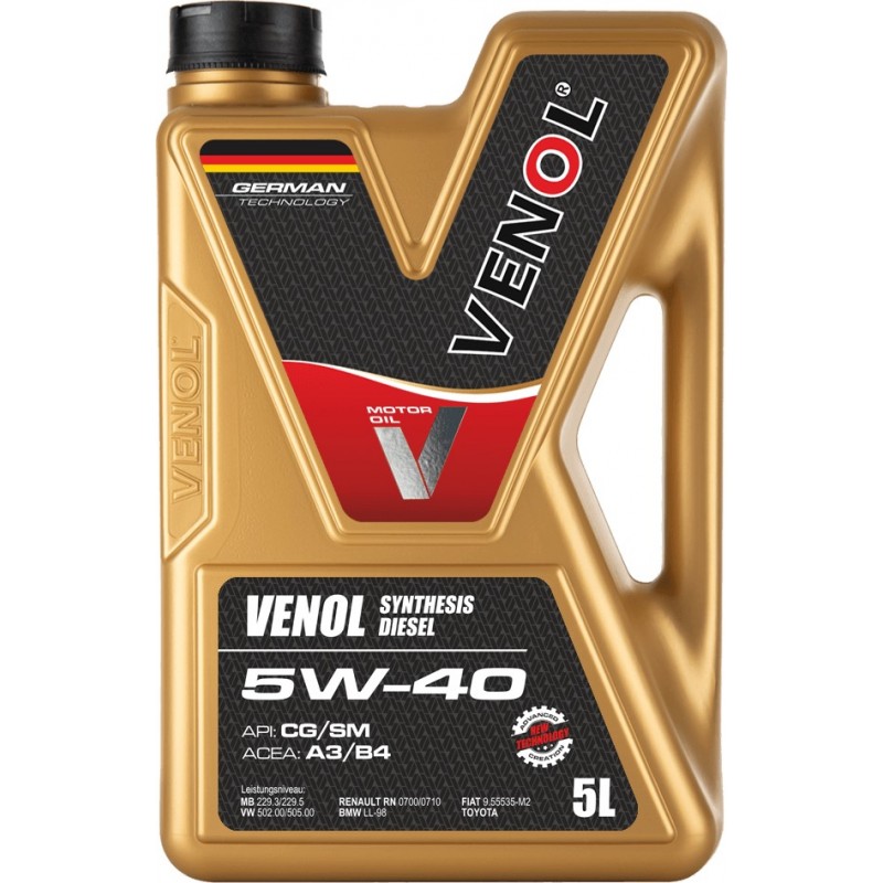 VENOL SYNTHESIS DIESEL CG SM 5W40 5L V