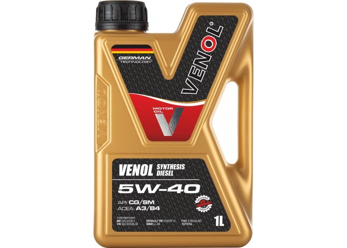 VENOL SYNTHESIS DIESEL CG SM 5W40 1L V