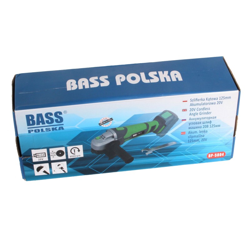 Akumulatorowa szlifierka kątowa Bass Polska 125 mm, 20 V - Bez Akumulatora