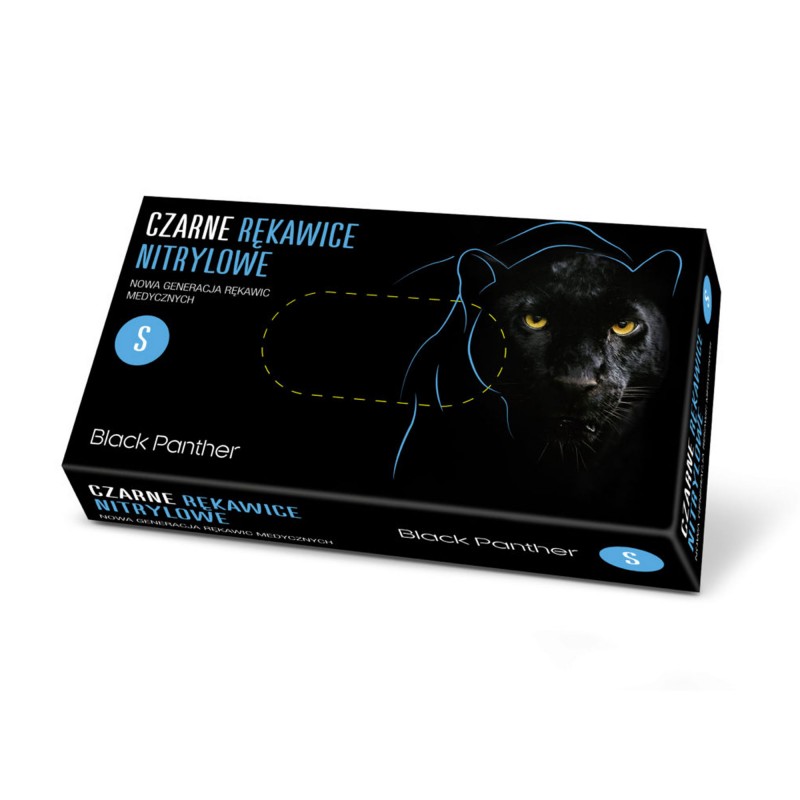 Rękawice nitrylowe Black Panther S – 100 sztuk | Czarne, mocne, do precyzyjnej pracy mechanicznej