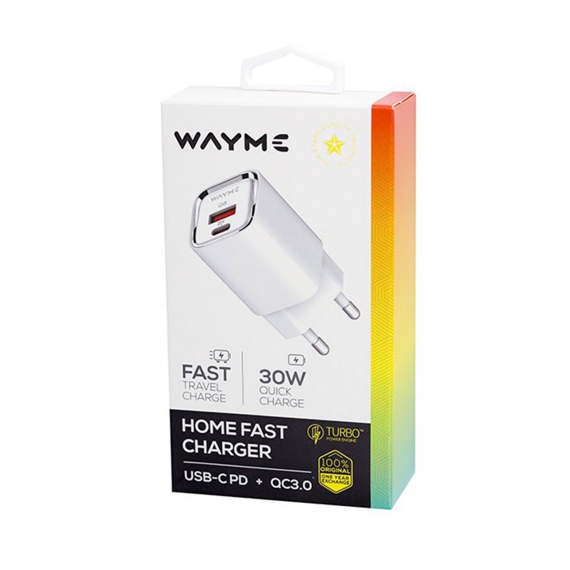 WAYME Ładowarka sieciowa 30W USB-C PD + QC3.0 | Szybkie ładowanie Turbo Power