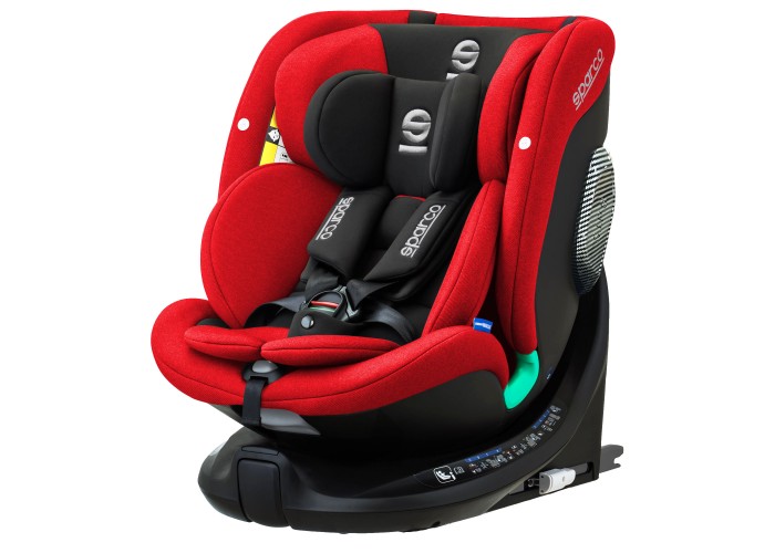Fotelik SPARCO SK7000IRD czerwony 5–36 kg | i-Size R129 | Obrót 360° + ISOFIX - Sportowy wygląd, najwyższy poziom ochrony