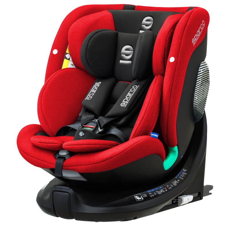 Fotelik SPARCO SK7000IRD czerwony 5–36 kg | i-Size R129 | Obrót 360° + ISOFIX - Sportowy wygląd, najwyższy poziom ochrony