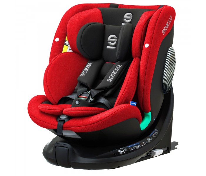 Fotelik SPARCO SK7000IRD czerwony 5–36 kg | i-Size R129 | Obrót 360° + ISOFIX - Sportowy wygląd, najwyższy poziom ochrony