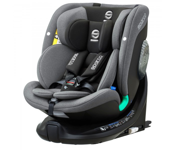 Fotelik SPARCO SK7000IGR szary 5-36 kg | i-Size R129 | Obrót 360° | ISOFIX - Neutralny design, maksymalna ochrona