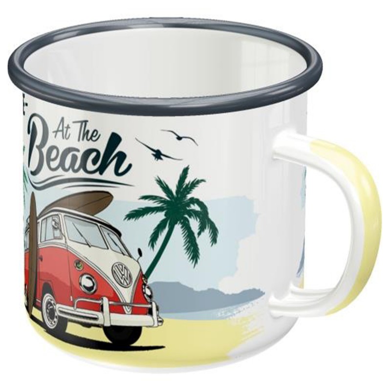 Niezastąpiony Towarzysz Podróży - Emaliowany Kubek VW Bulli-Beach