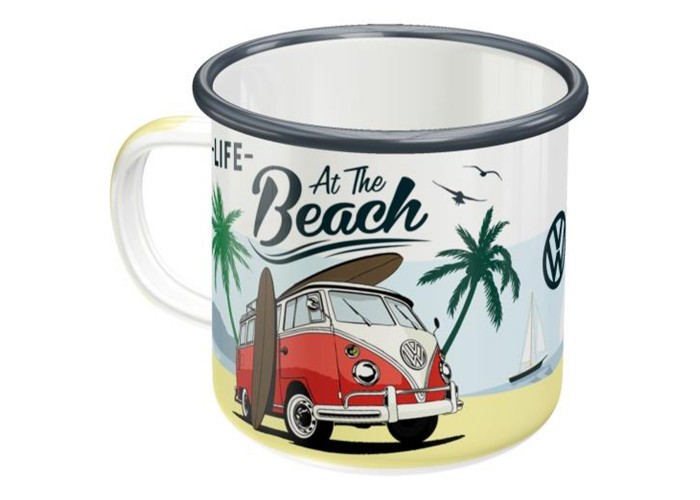 Niezastąpiony Towarzysz Podróży - Emaliowany Kubek VW Bulli-Beach