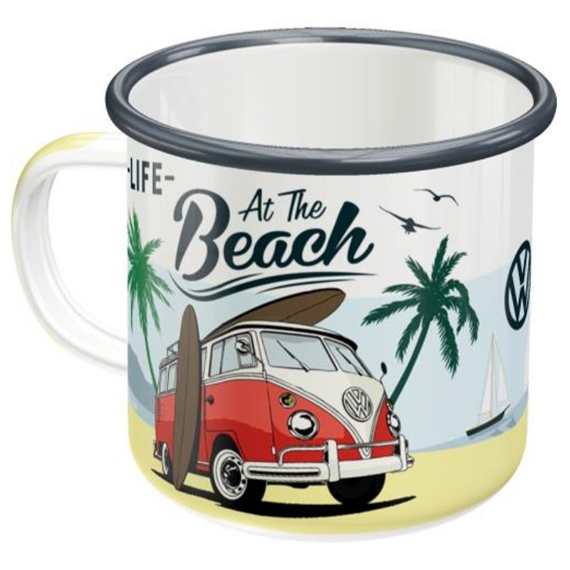 Niezastąpiony Towarzysz Podróży - Emaliowany Kubek VW Bulli-Beach