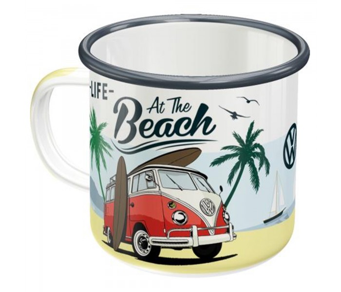 Niezastąpiony Towarzysz Podróży - Emaliowany Kubek VW Bulli-Beach