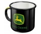Emaliowany Kubek z Logo John Deere - Czarna Elegancja dla Prawdziwych Fanów!