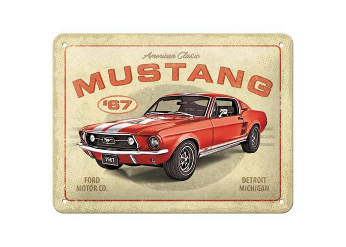Legenda motoryzacji na metalowym plakacie - Ford Mustang GT 1967 Red