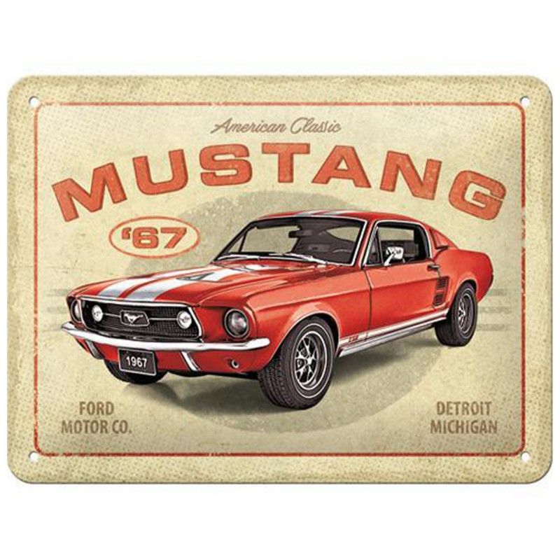 Legenda motoryzacji na metalowym plakacie - Ford Mustang GT 1967 Red