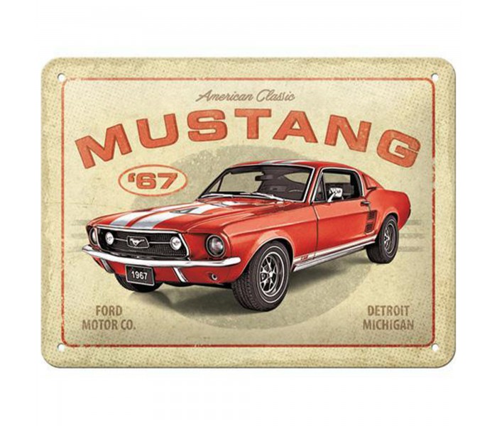 Legenda motoryzacji na metalowym plakacie - Ford Mustang GT 1967 Red