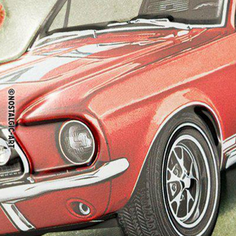 Legenda motoryzacji na metalowym plakacie - Ford Mustang GT 1967 Red