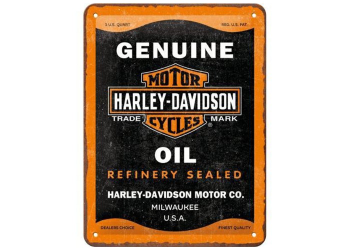 Metalowy plakat Harley-Davidson Oil 15x20 - Ikona, która Odmieni Twoje Wnętrze!