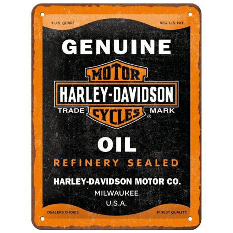 Metalowy plakat Harley-Davidson Oil 15x20 - Ikona, która Odmieni Twoje Wnętrze!