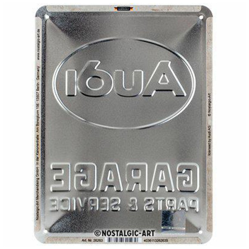 Plakat metalowy "Audi Garage" 15x20 cm - przemień swój garaż, biuro lub salon w strefę motoryzacyjnych inspiracji!