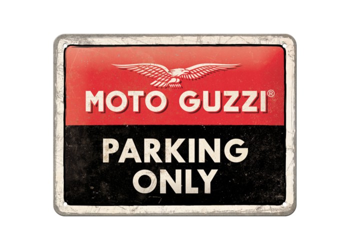 Limitowana Tablica Metalowa 15x20 „Moto Guzzi Parking Only” - Strefa Wyjątkowa Tylko dla Prawdziwych Pasjonatów!