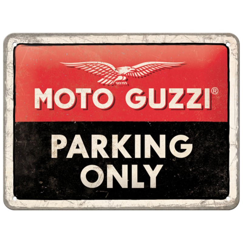 Limitowana Tablica Metalowa 15x20 „Moto Guzzi Parking Only” - Strefa Wyjątkowa Tylko dla Prawdziwych Pasjonatów!