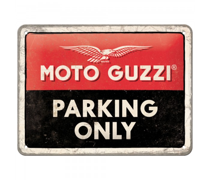 Limitowana Tablica Metalowa 15x20 „Moto Guzzi Parking Only” - Strefa Wyjątkowa Tylko dla Prawdziwych Pasjonatów!