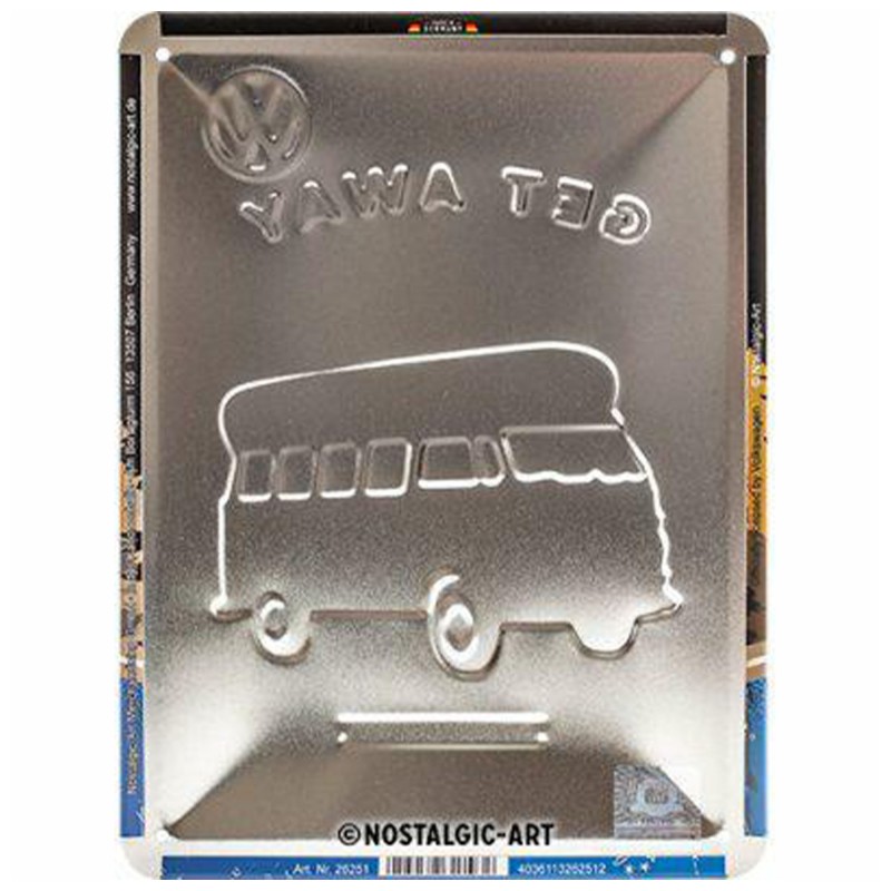 Metalowy Plakat VW Bulli "Let's Get Away Night" - Kultowy Symbol Wolności dla Twojego Wnętrza!