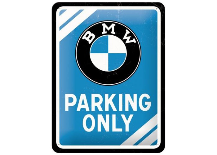 Metalowy Plakat 15 x 20cm BMW - Parking Only Blue