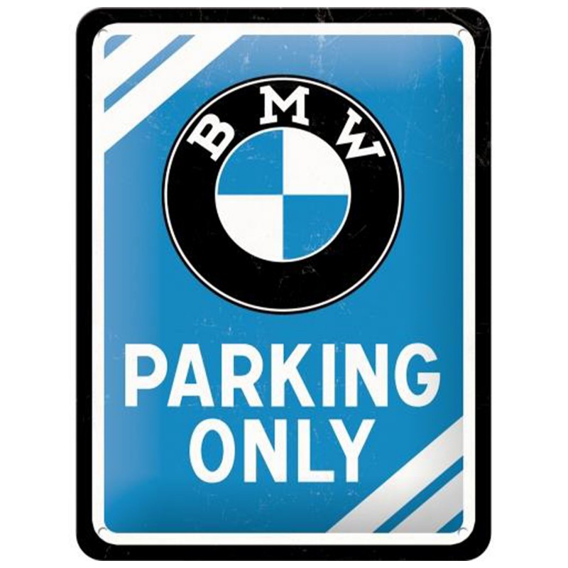 Metalowy Plakat 15 x 20cm BMW - Parking Only Blue