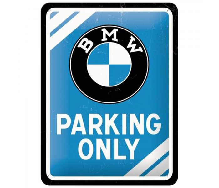 Metalowy Plakat 15 x 20cm BMW - Parking Only Blue