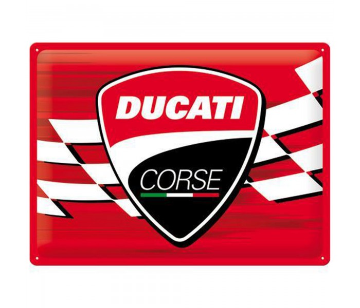 Moc, Emocje i Styl z Plakatem Metalowym 30x40 Ducati Corse Logo Racing Flag