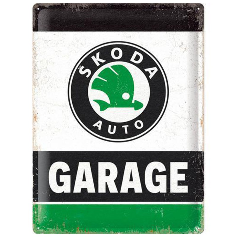 Kultowy Plakat Metalowy 30x40 Skoda Garage Green - przekształć swoje wnętrze!