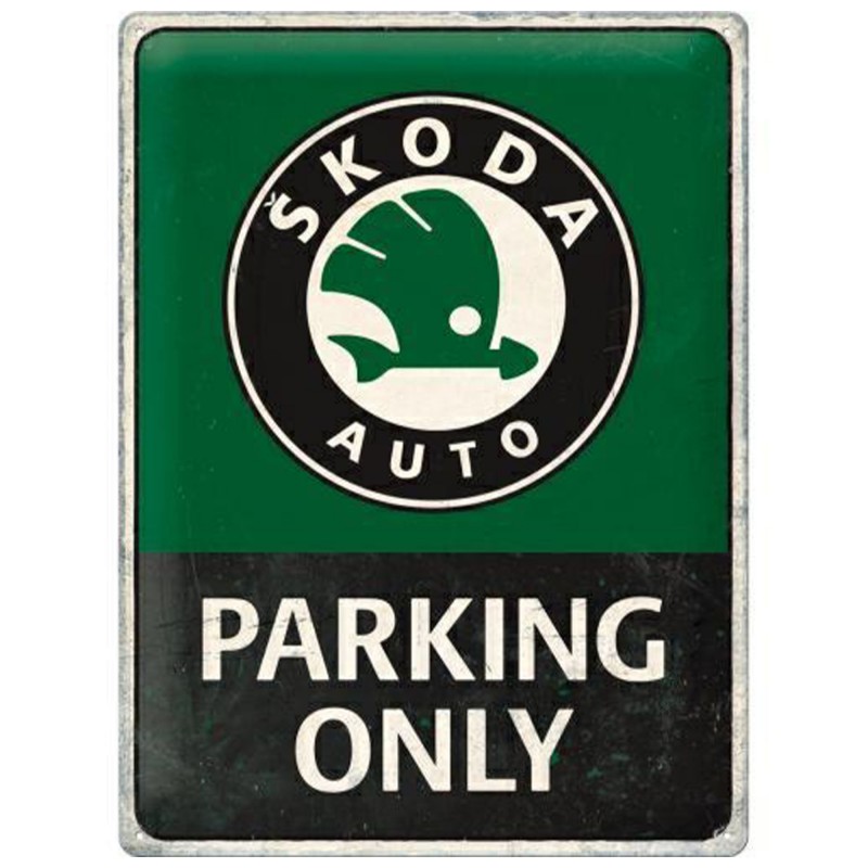 Wyjątkowy Plakat Metalowy 30x40 Skoda Parking Only - Strefa wyłącznie dla prawdziwych fanów marki!