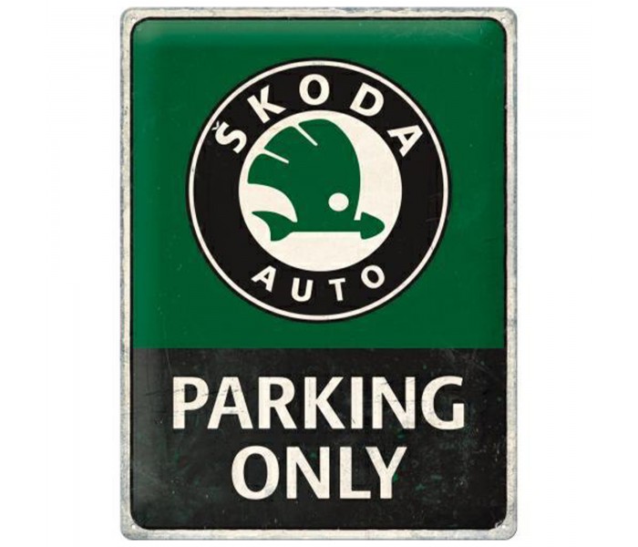Wyjątkowy Plakat Metalowy 30x40 Skoda Parking Only - Strefa wyłącznie dla prawdziwych fanów marki!