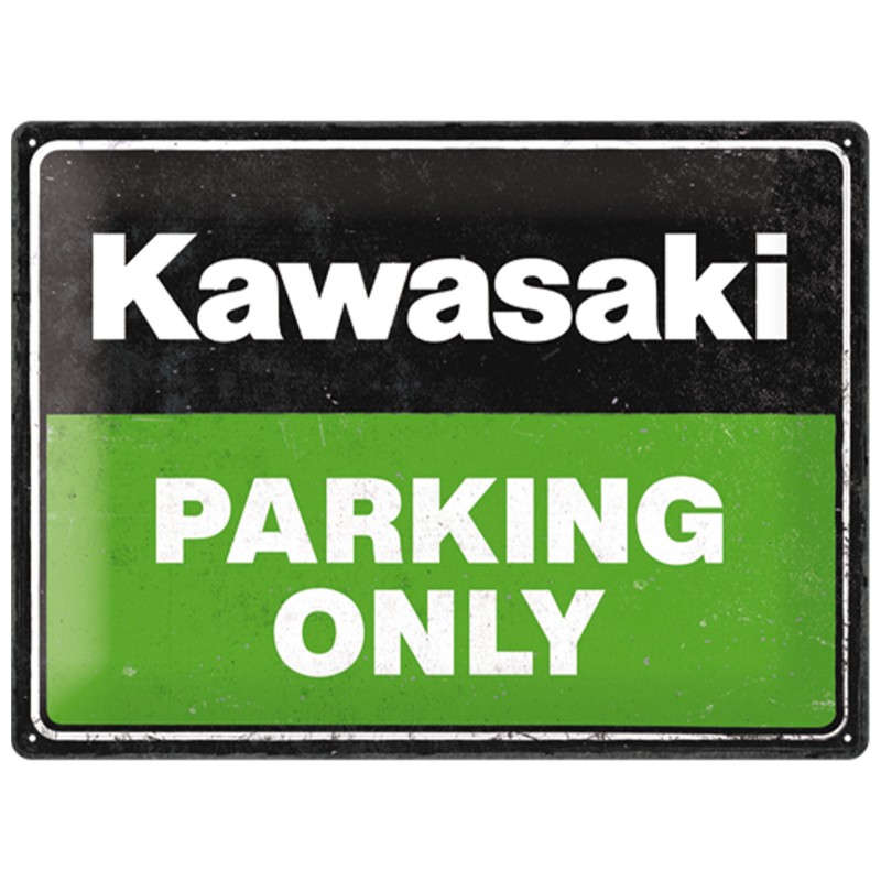 Plakat Metalowy "Kawasaki Parking Only" 30x40 cm - Przekształć Swoją Przestrzeń w Królestwo Motocyklowych Pasji!